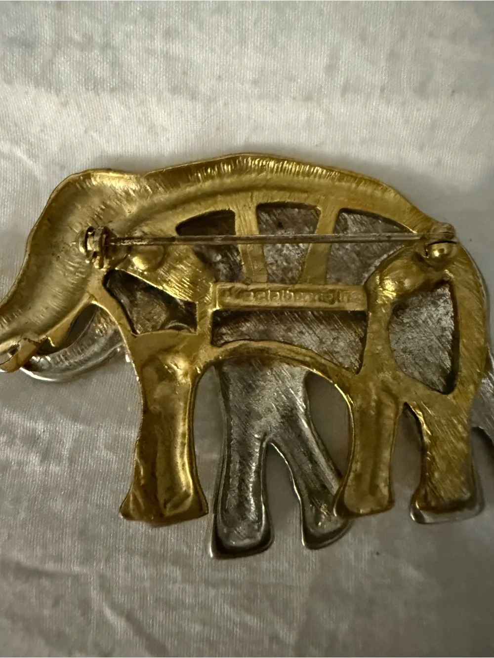 Liz Claiborne Two-Tone Gold & Silver Elephant Brooch